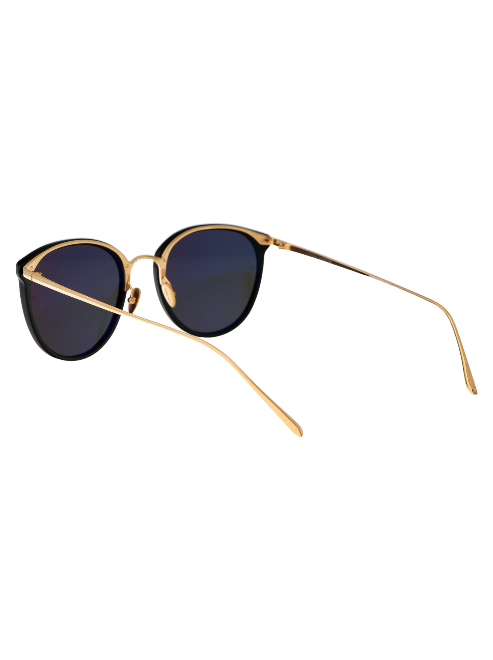 Shop Linda Farrow Calthorpe Sunglasses In Black/yellowgold/grey