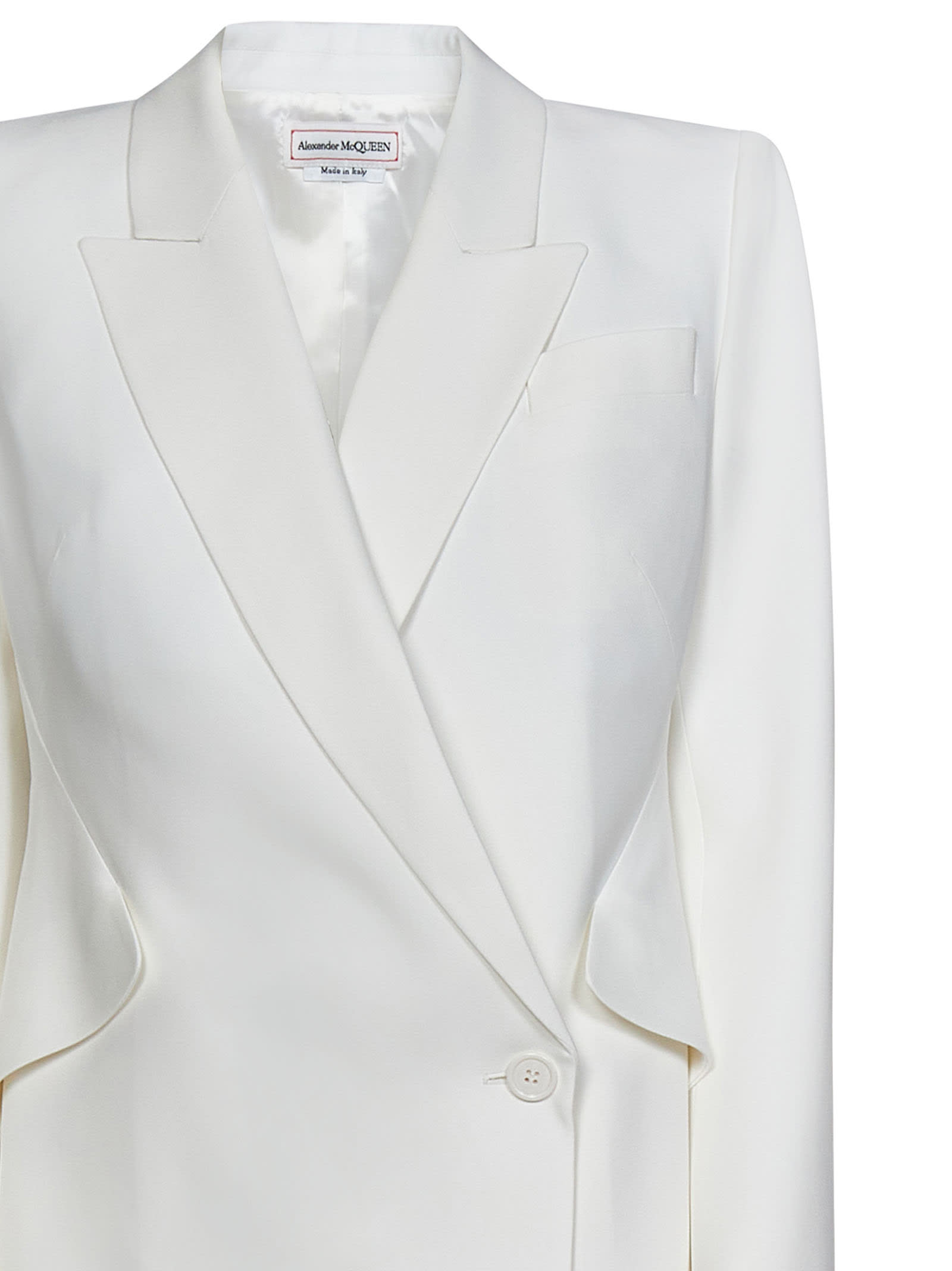 Shop Alexander Mcqueen Drop Hem One-button Jacket In White