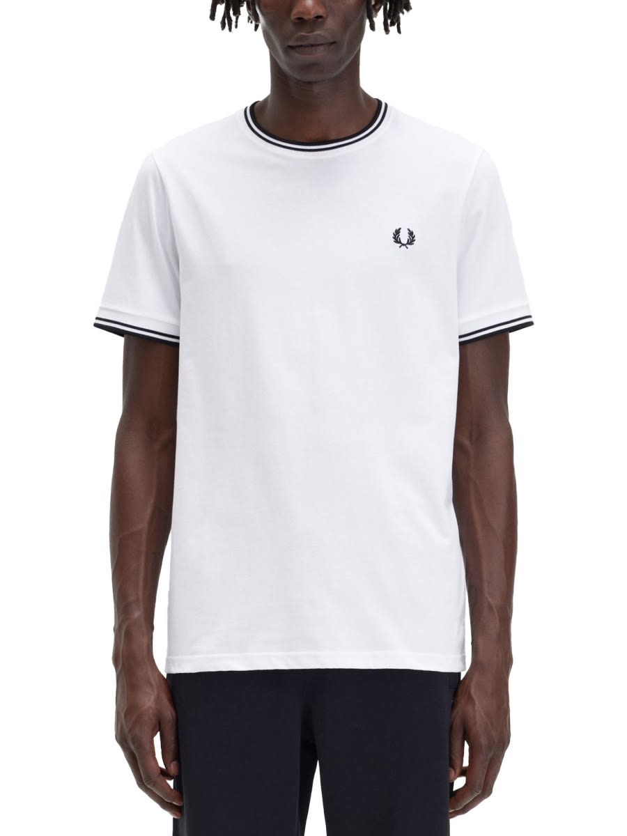 Shop Fred Perry Cotton T-shirt In White