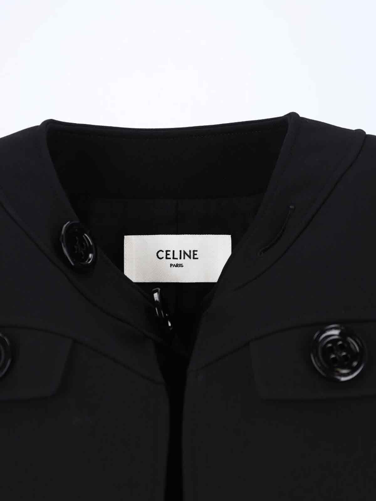 Celine Wool Jacket With Maxi Buttons In Black