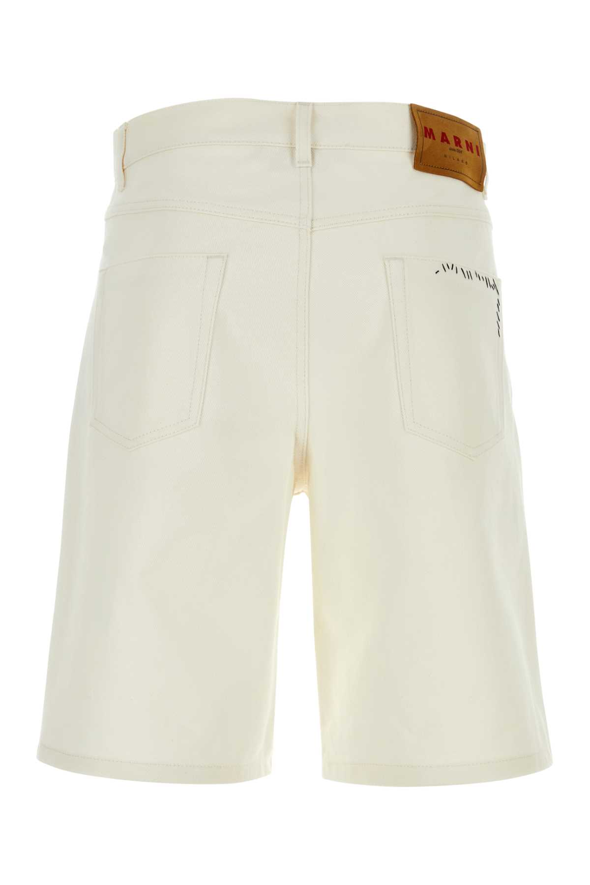 Shop Marni White Denim Bermuda Shorts In Lilywhite