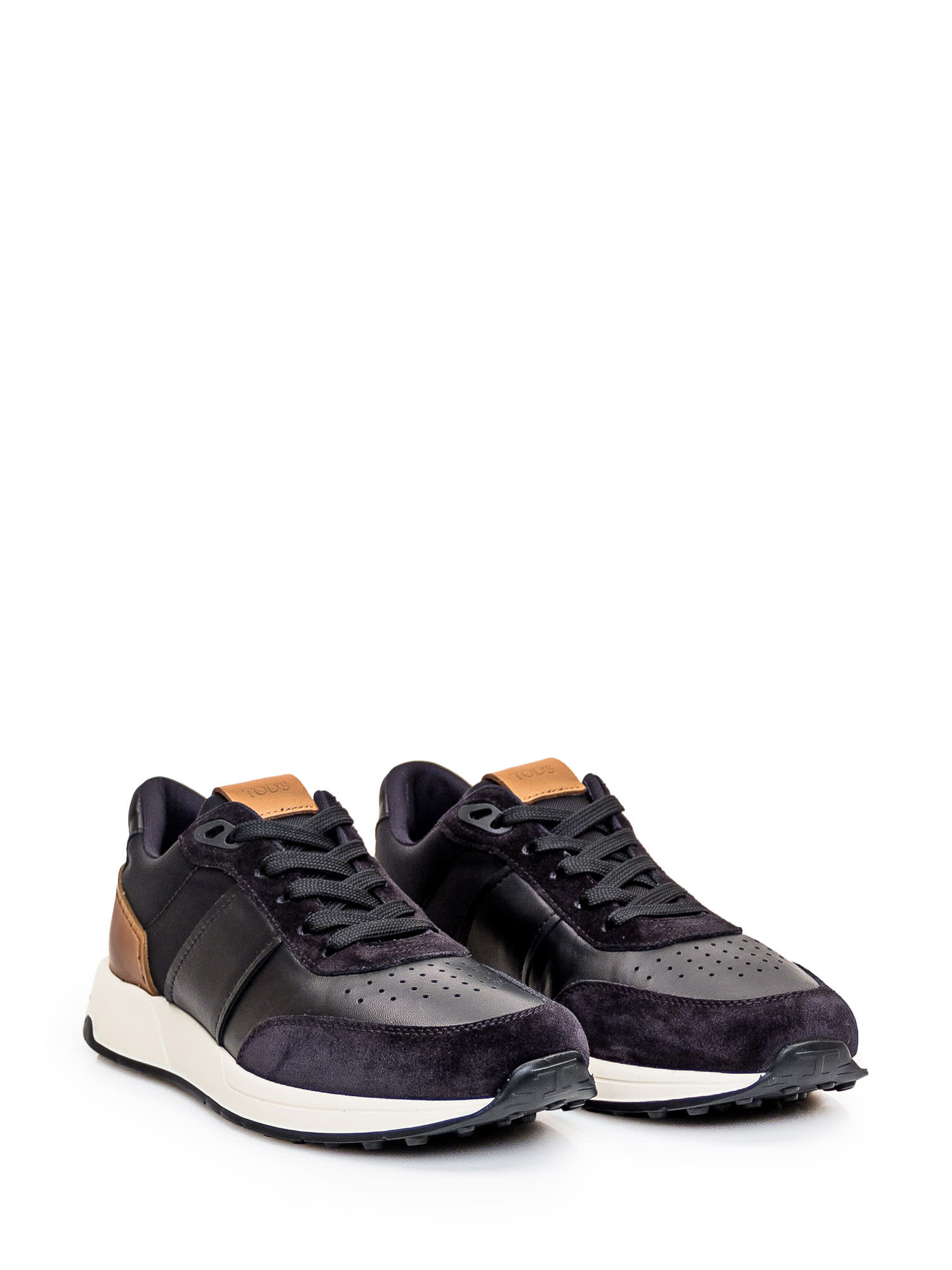 Shop Tod's Leather Sneaker In Nero-biscotto Ch