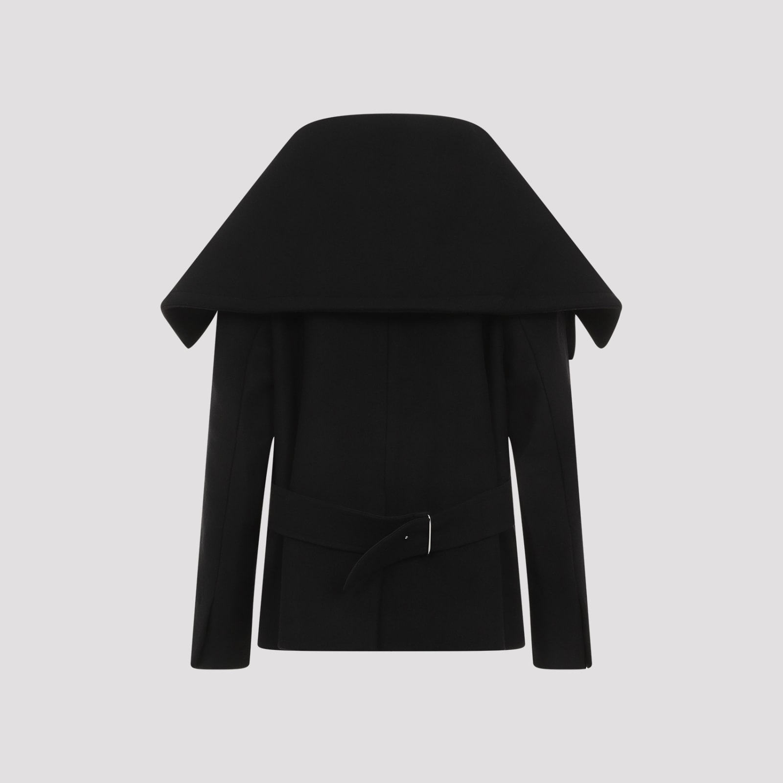 Jacquemus Caruso Coat With Adjustable Strap And Belted Back In Black