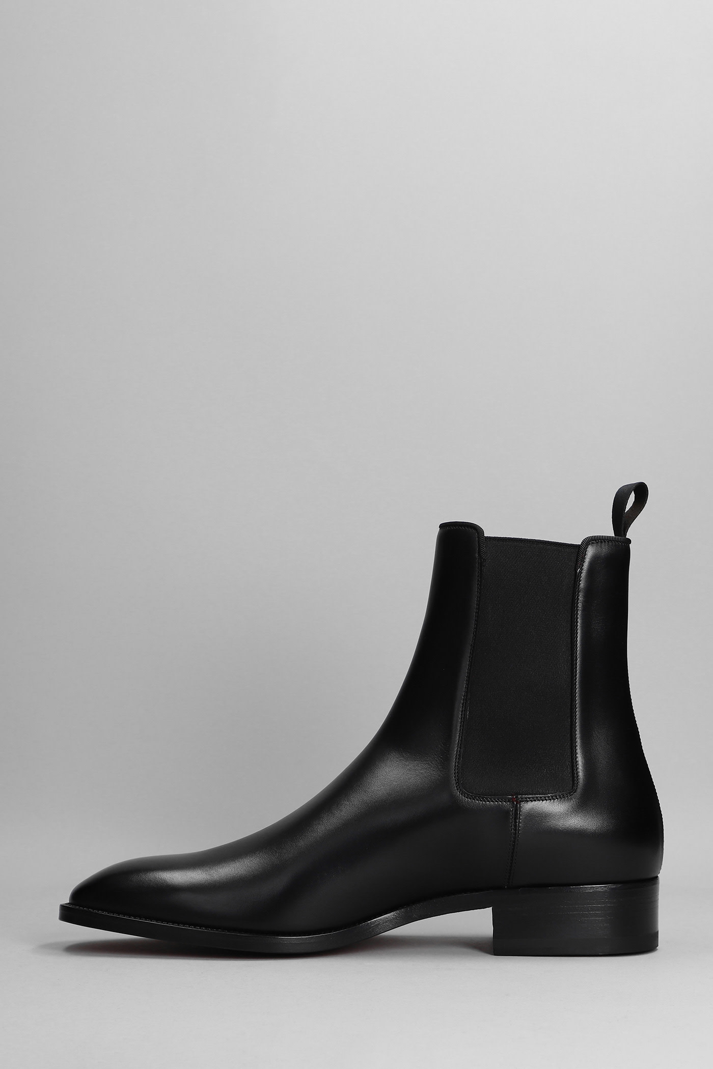 CHRISTIAN LOUBOUTIN SAMSON FLAT ANKLE BOOTS IN BLACK LEATHER