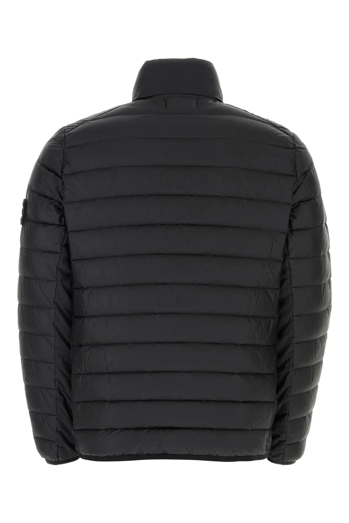 Shop Stone Island Black Nylon Down Jacket In Nero