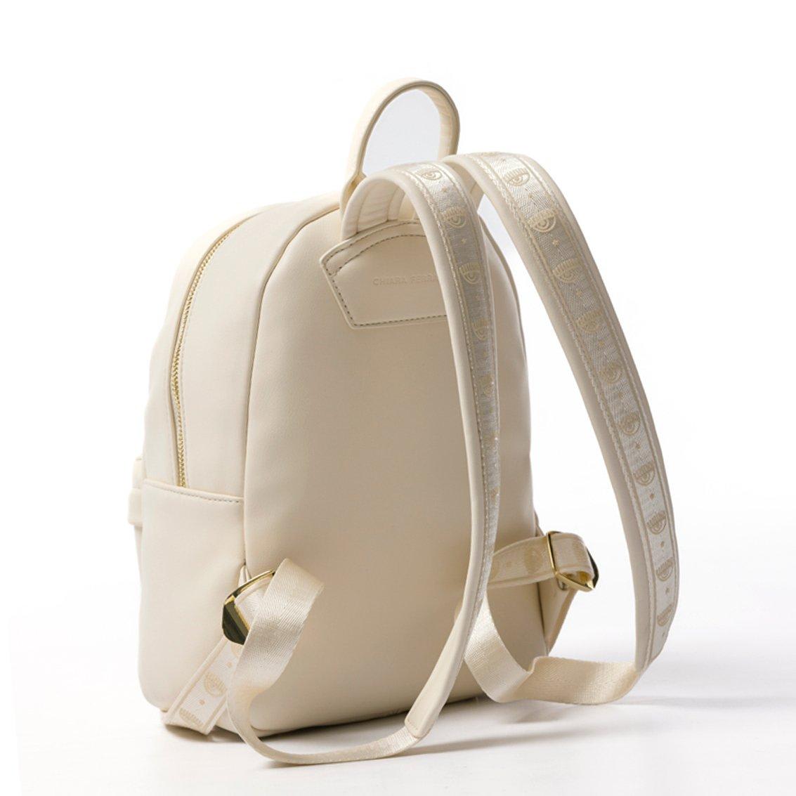 Shop Chiara Ferragni Eyelike Studded Zipped Backpack In White