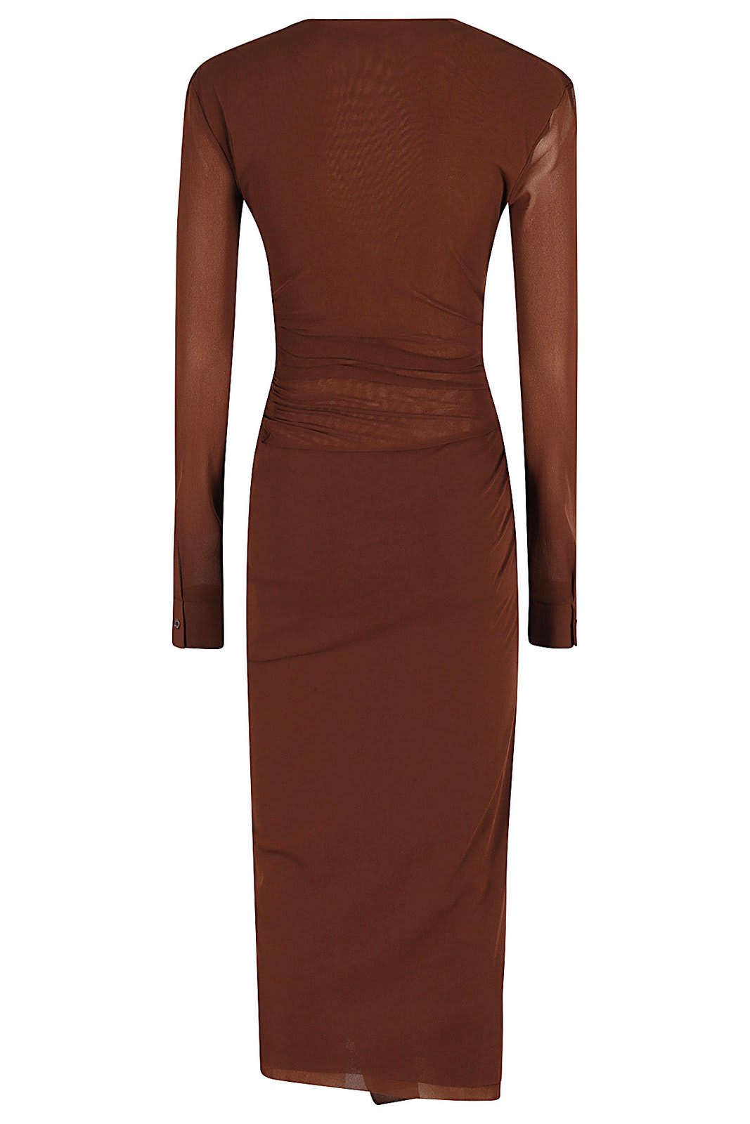 Shop Philosophy Di Lorenzo Serafini V-neck Long-sleeved Dress In Brown