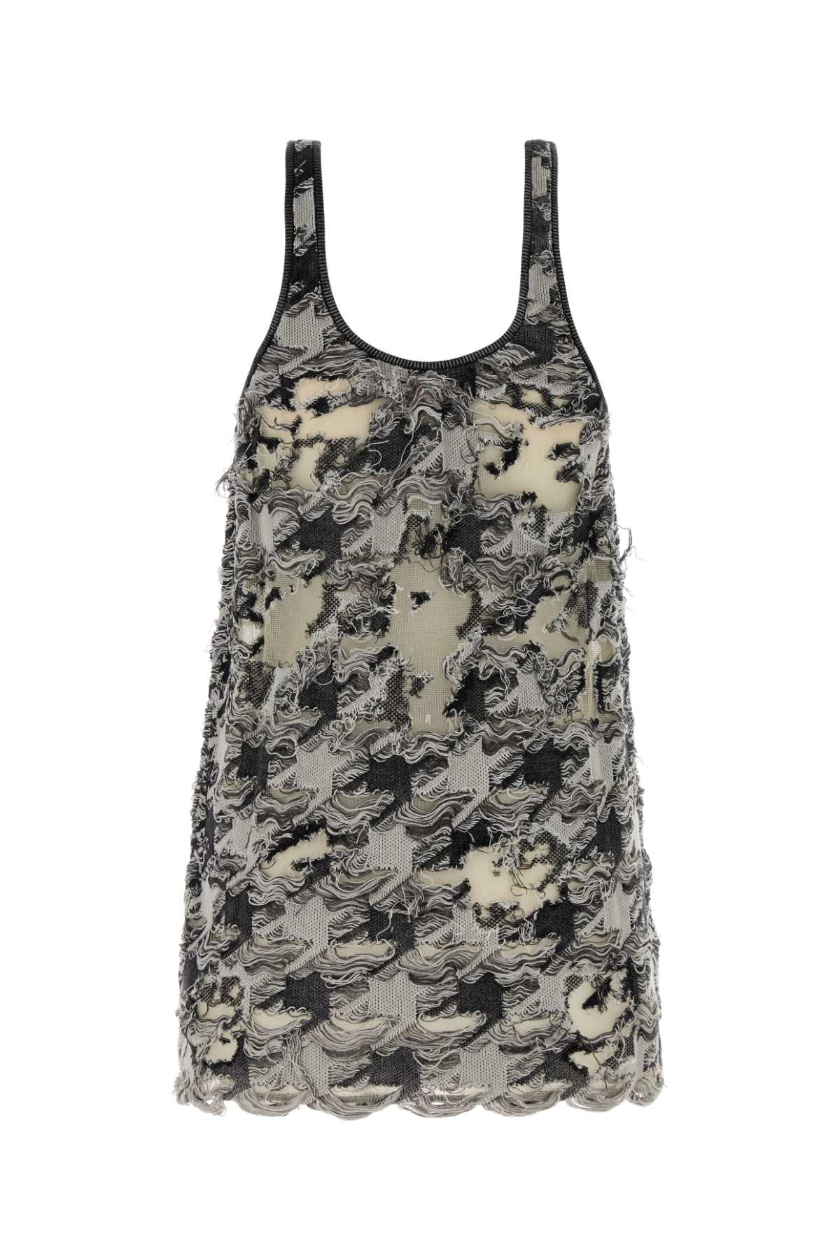Diesel Women Multicolor Cotton Blend Mini Dress In Gray