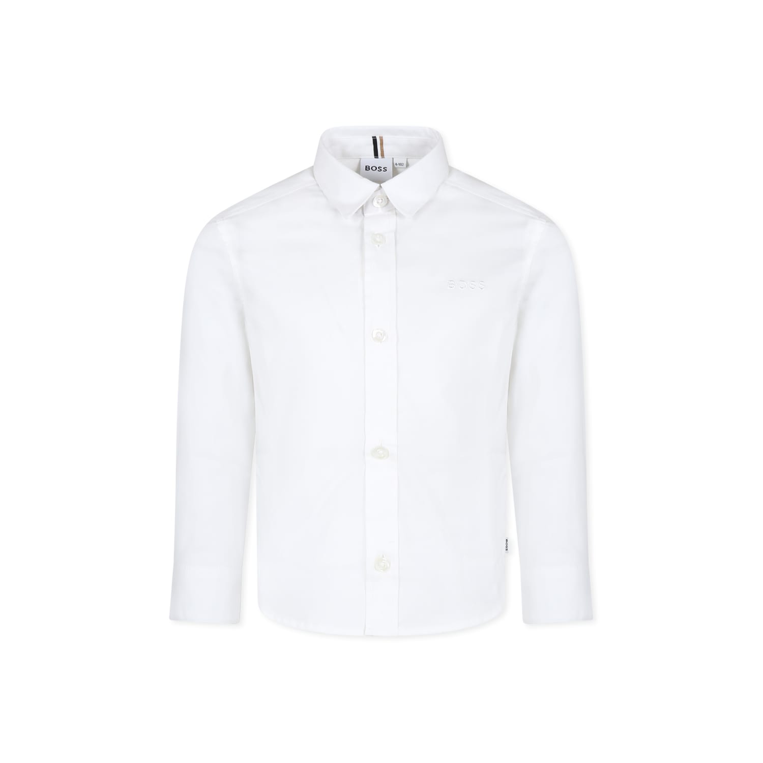 Shop Hugo Boss White Shirt For Boy With Logo