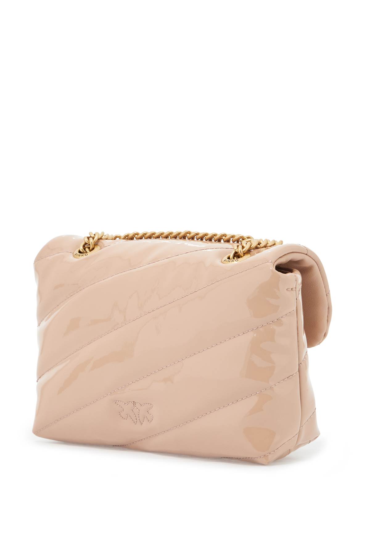 Shop Pinko Love Baby Puff Bag In Eco In Cipria-antique Gold (pink)