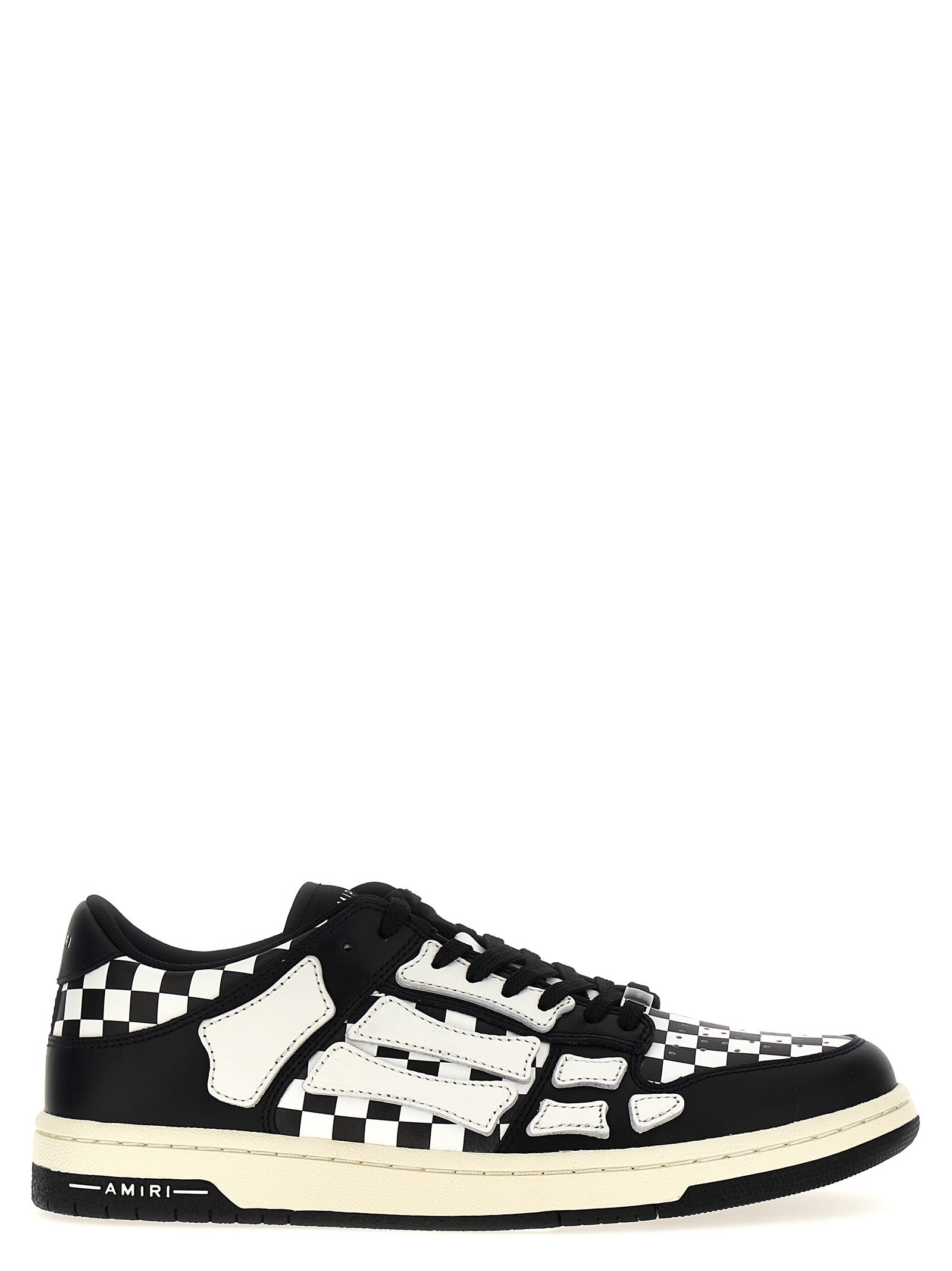 Shop Amiri Checkered Skel Top Low Sneakers In Black