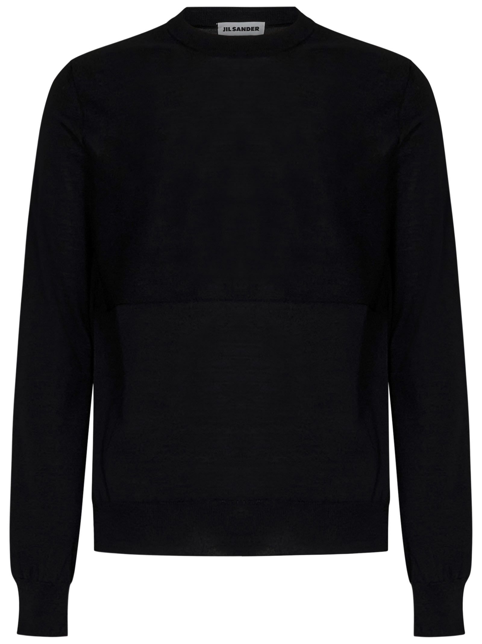 Jil Sander Black Crewneck Sweater With Long Sleeves In Wool Man In Black