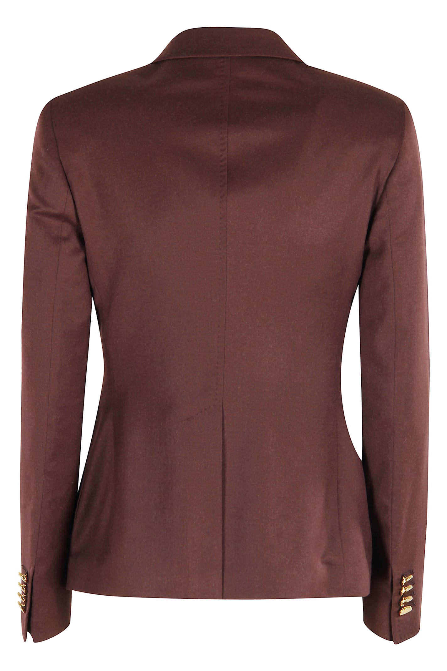 Tagliatore Single-breasted Burgundy Blazer With Gold Accents In Brown