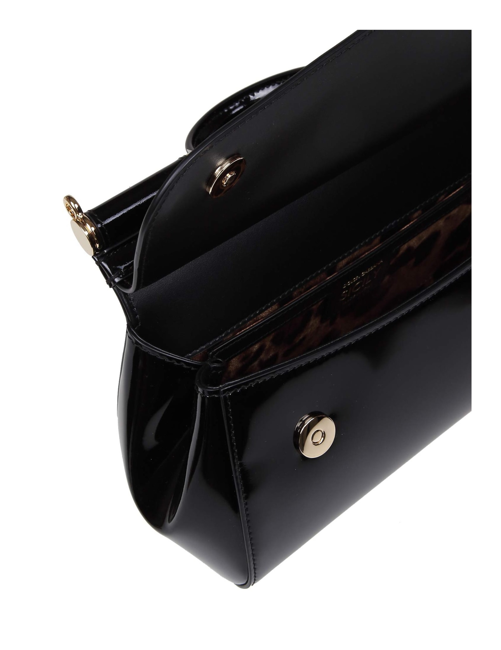 Shop Dolce & Gabbana Small Sicily Bag In Polished Leather In Black