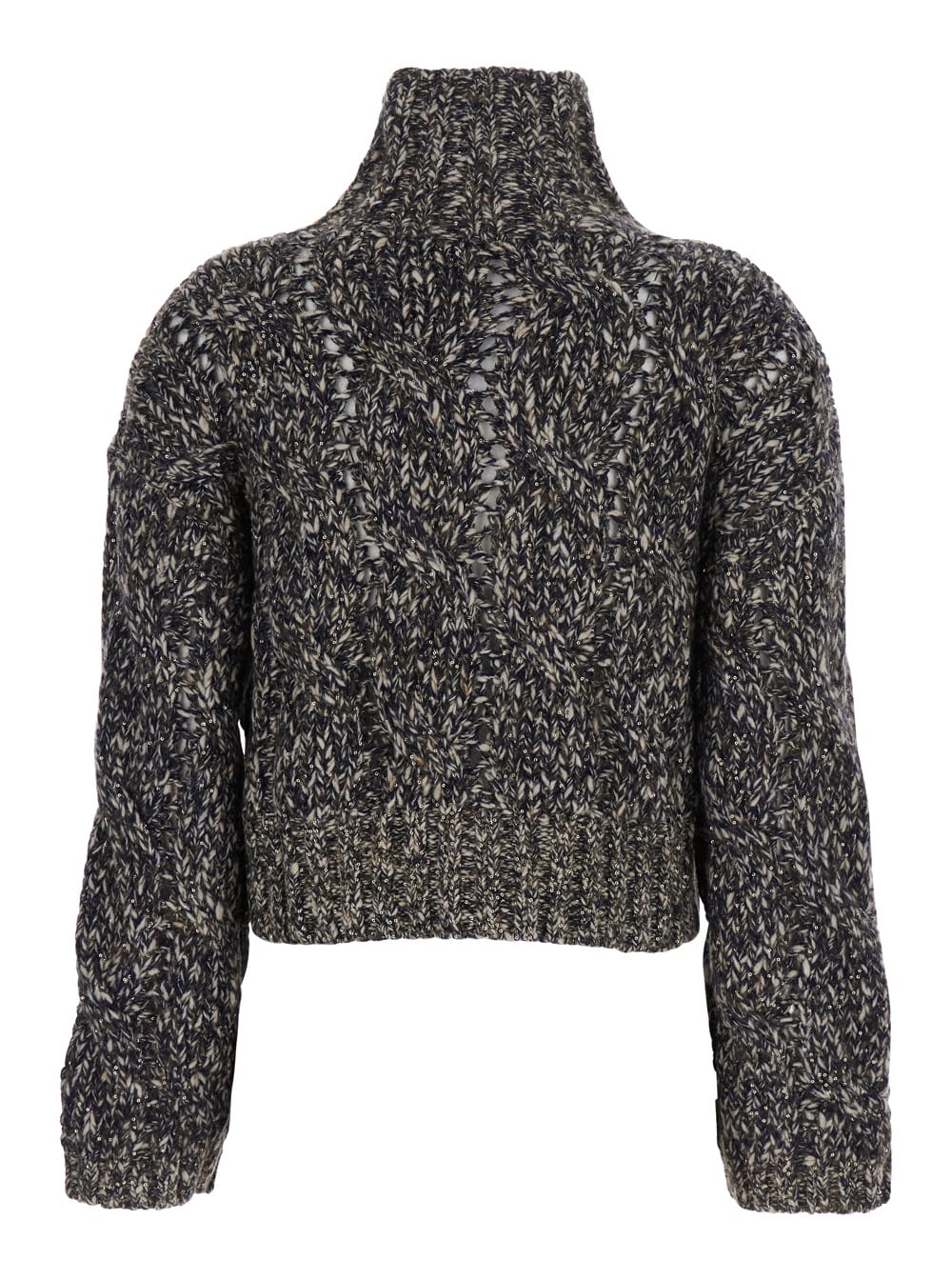 Brunello Cucinelli Braided Cardigan In Gray