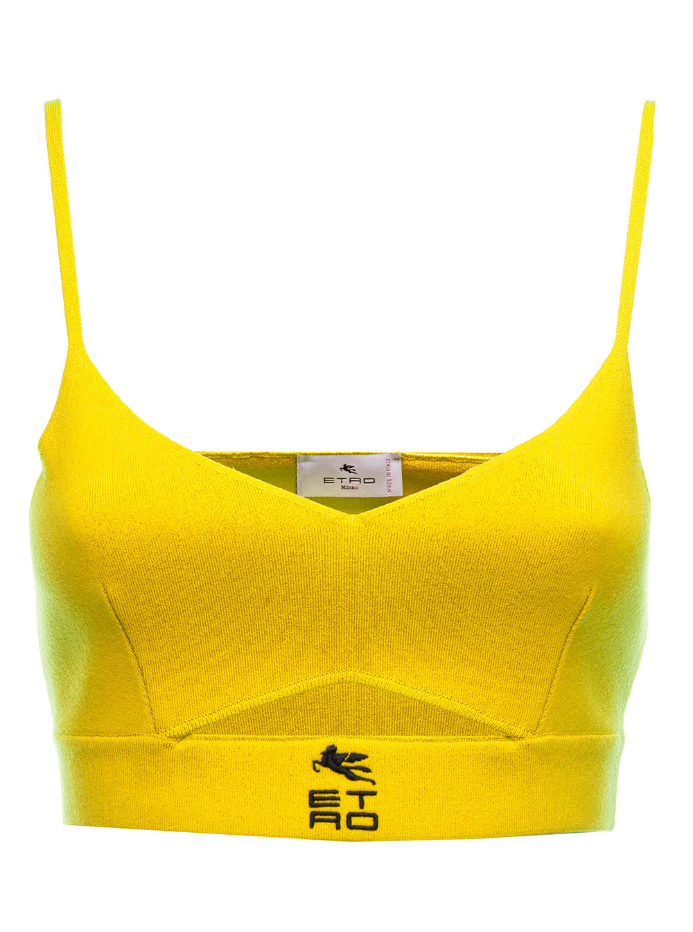 Etro Womans Liquid Yellow Top With Logo Cube