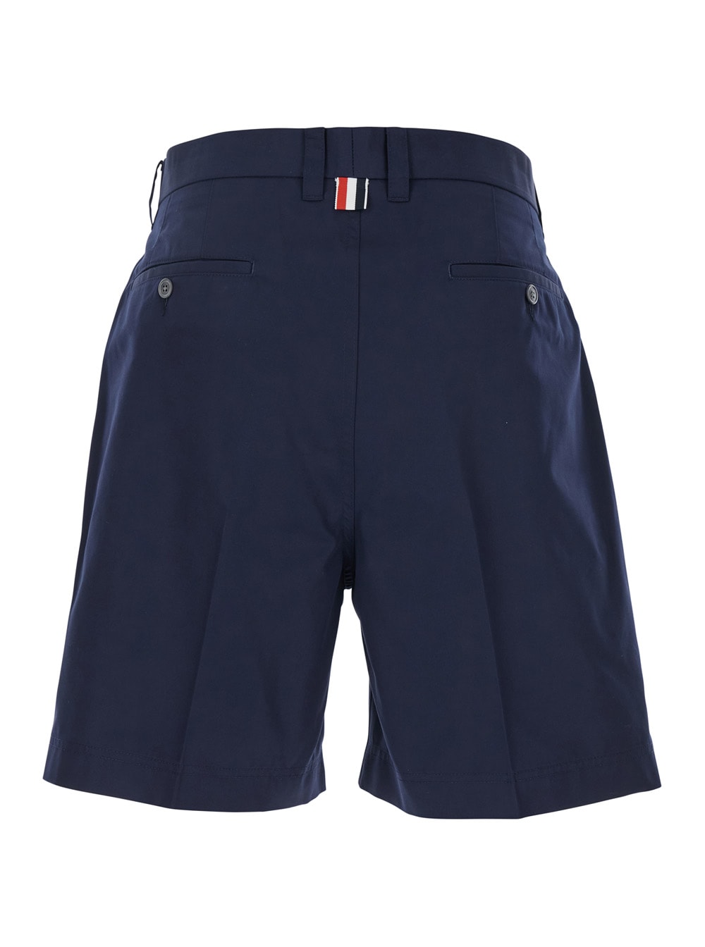 Thom Browne Blue Bermuda Pants With Logo Patch On The Rear And Belt Loops In Blu