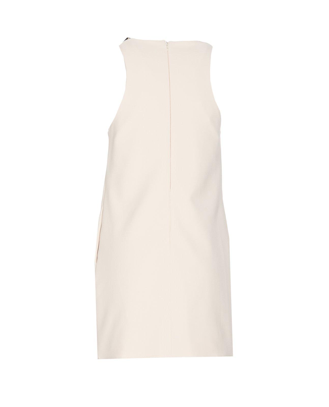 Shop Elisabetta Franchi Chain-linked Sleeveless Mini Dress In Burro