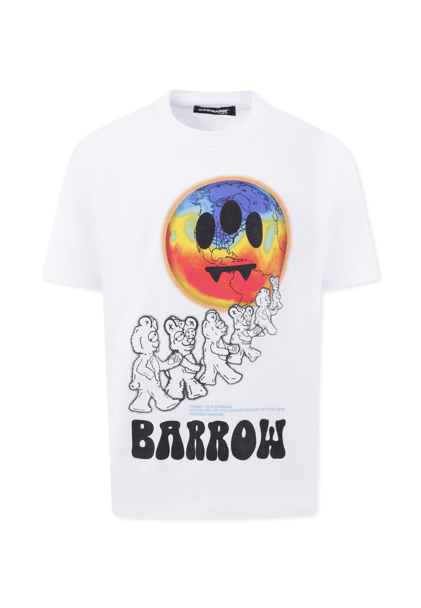 Barrow White T-shirt For Kids With Smiley In White