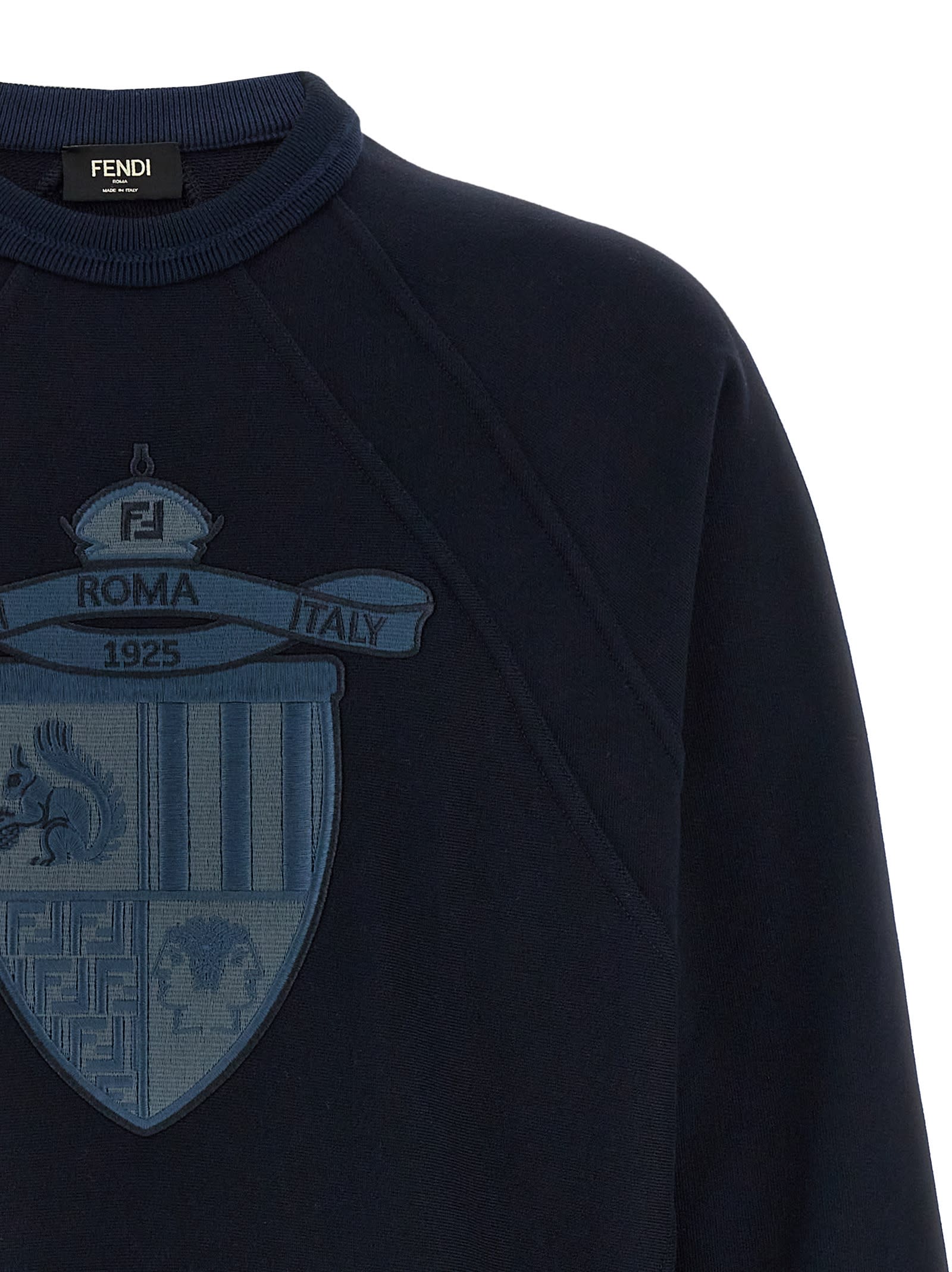 Fendi Crest Crew Neck Sweatshirt In Blue