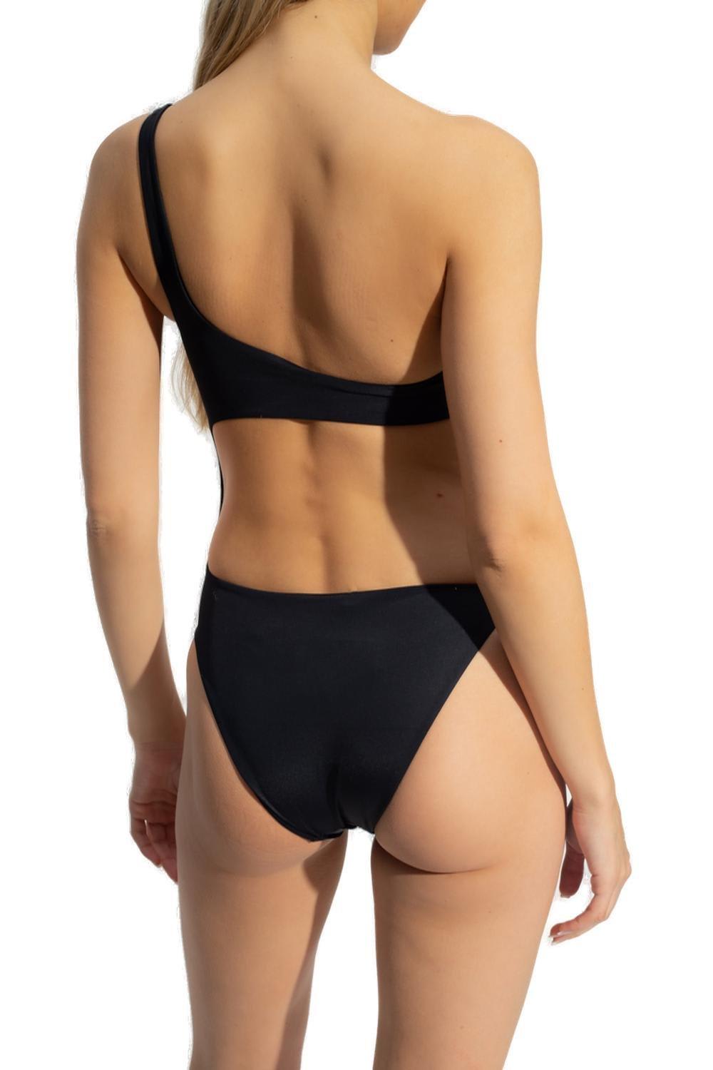 Shop Versace Cut-out One Piece Swimsuit In Black