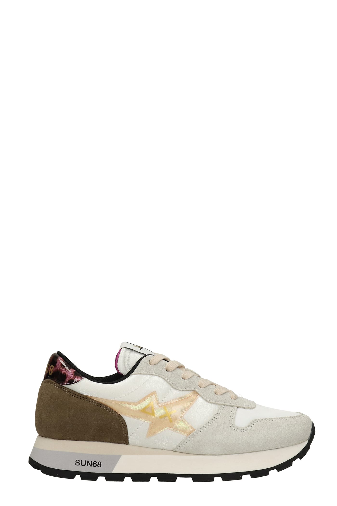 Sun 68 Stargirl Sneakers In White Suede And Fabric