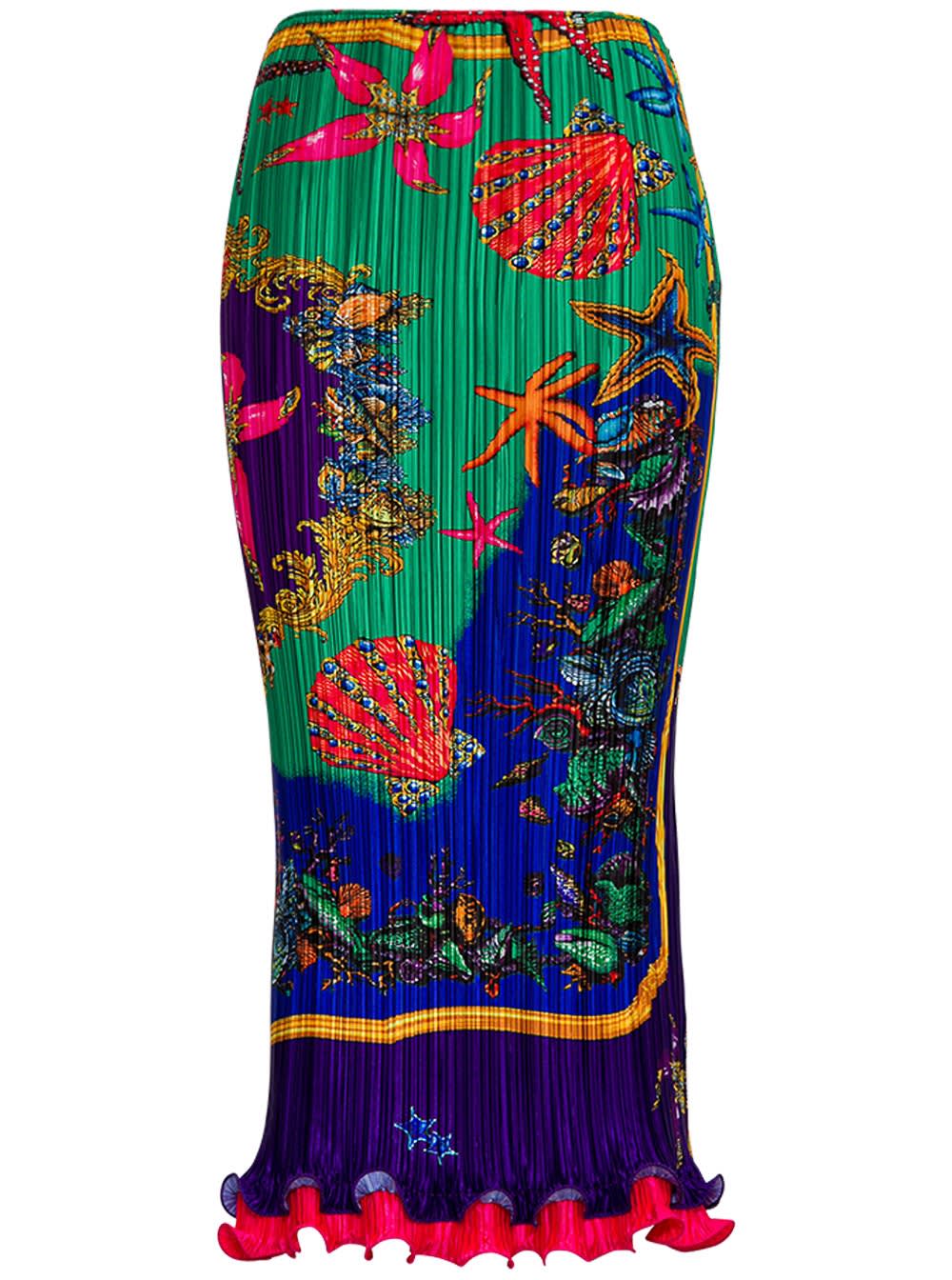 VERSACE PLEATED LONGUETTE SKIRT WITH TRÉSOR DE LA MER PRINT,11863101