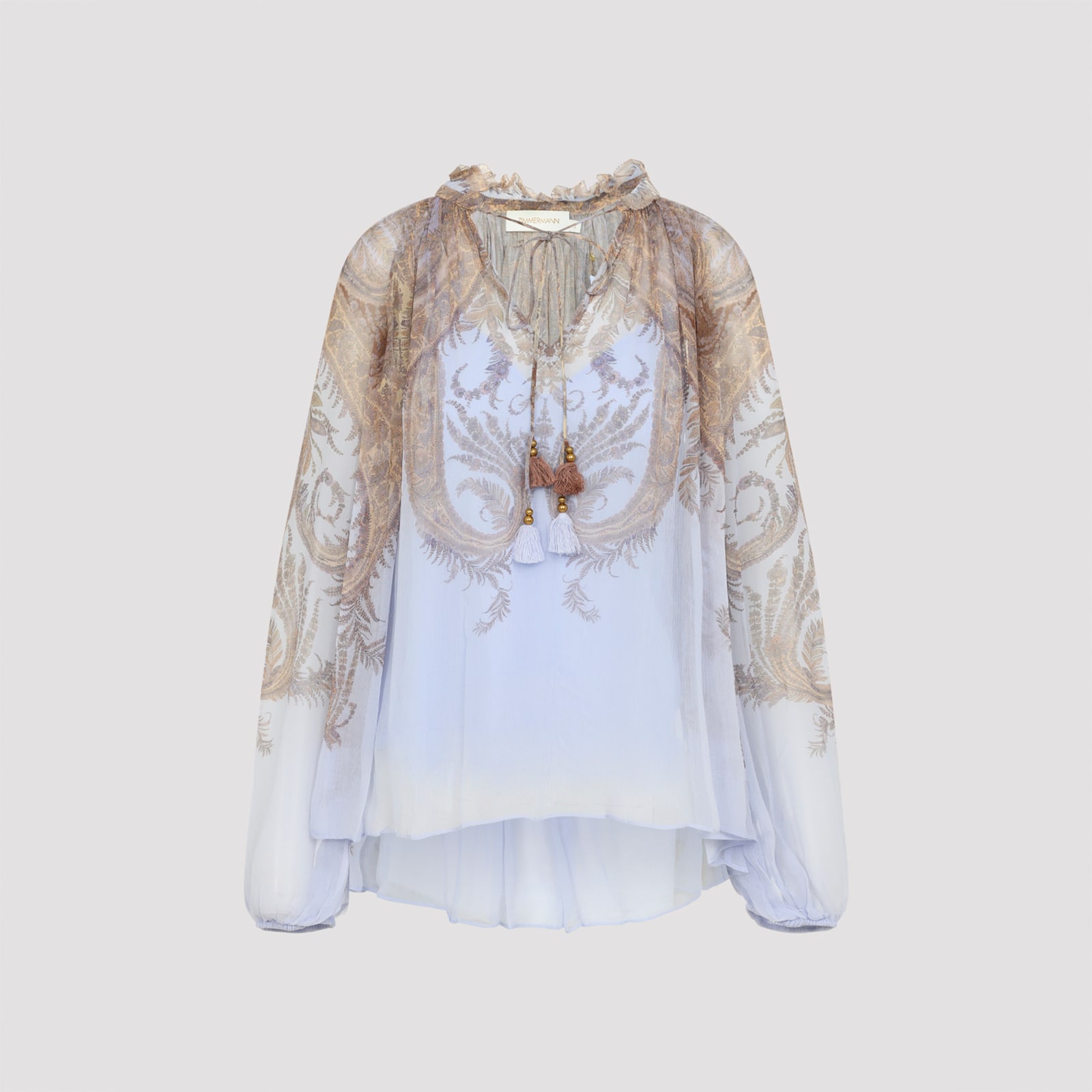Zimmermann Womens Lilac Paisley Billow Printed Chiffon Blouse In Multi