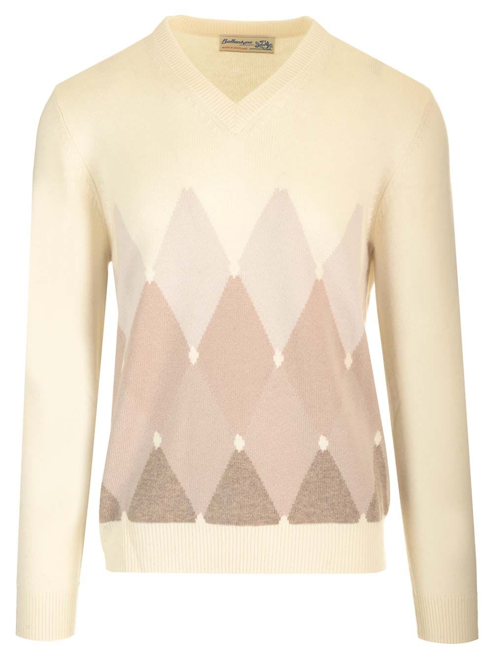 Double Yarn Cashmere Diamond Sweater