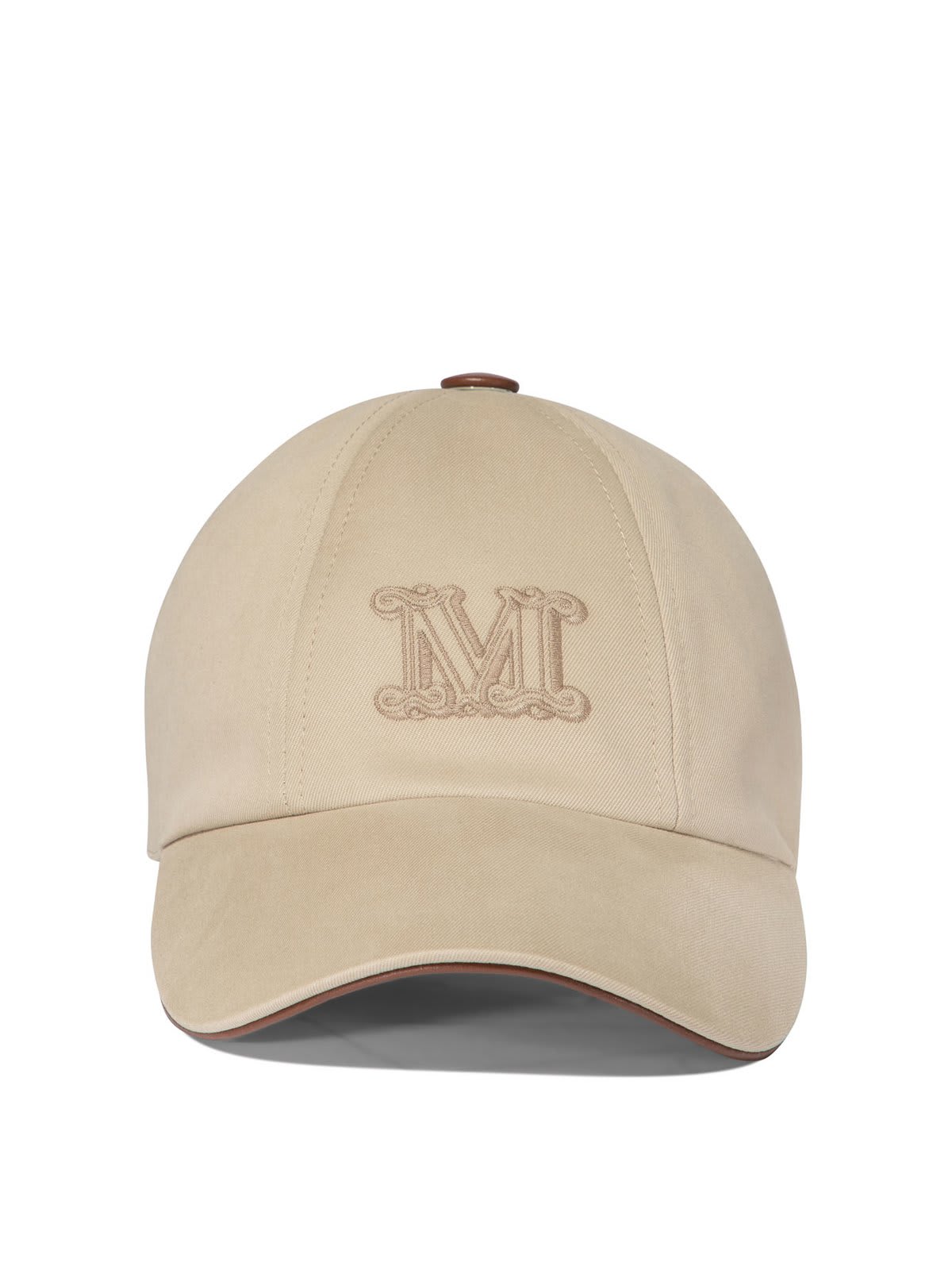 Shop Max Mara Logo Embroidered Baseball Cap In Beige