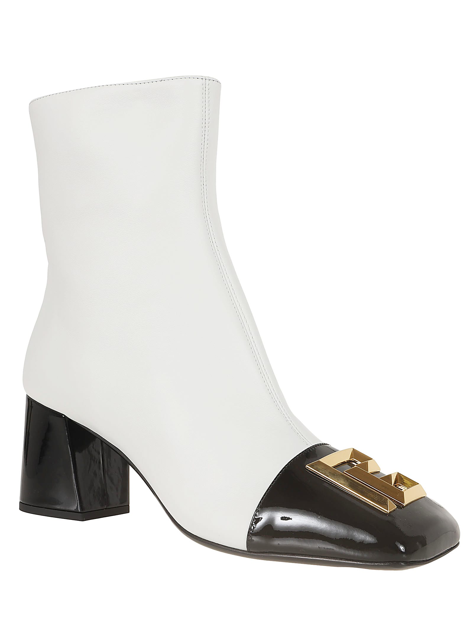 Shop Balmain Ankle Boot Edna Pb-lambskin&patent Lth In Eab Noir Blanc