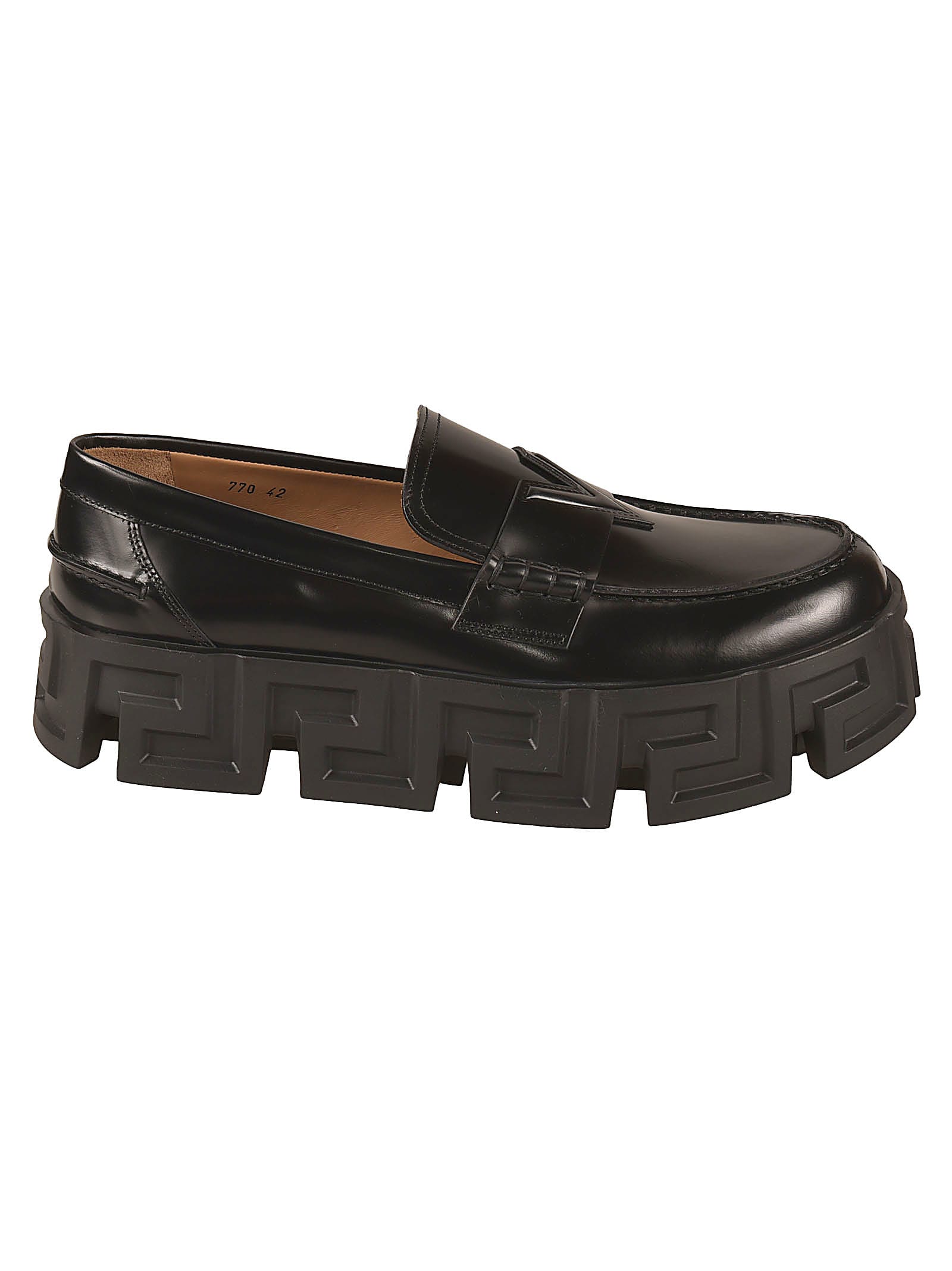 Versace Logo Embossed Sole Loafers