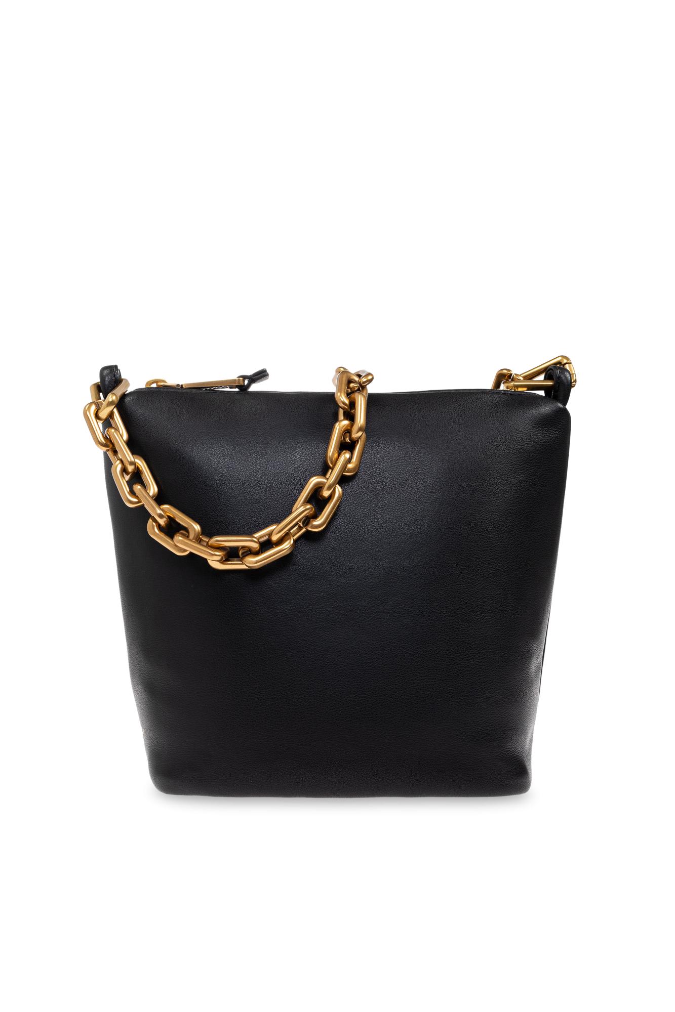 Emporio Armani Leather Small Hobo Bag With Chain In Black