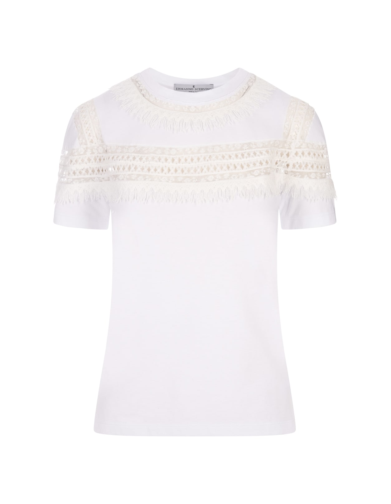 Ermanno Scervino White T-shirt With Macramé Lace