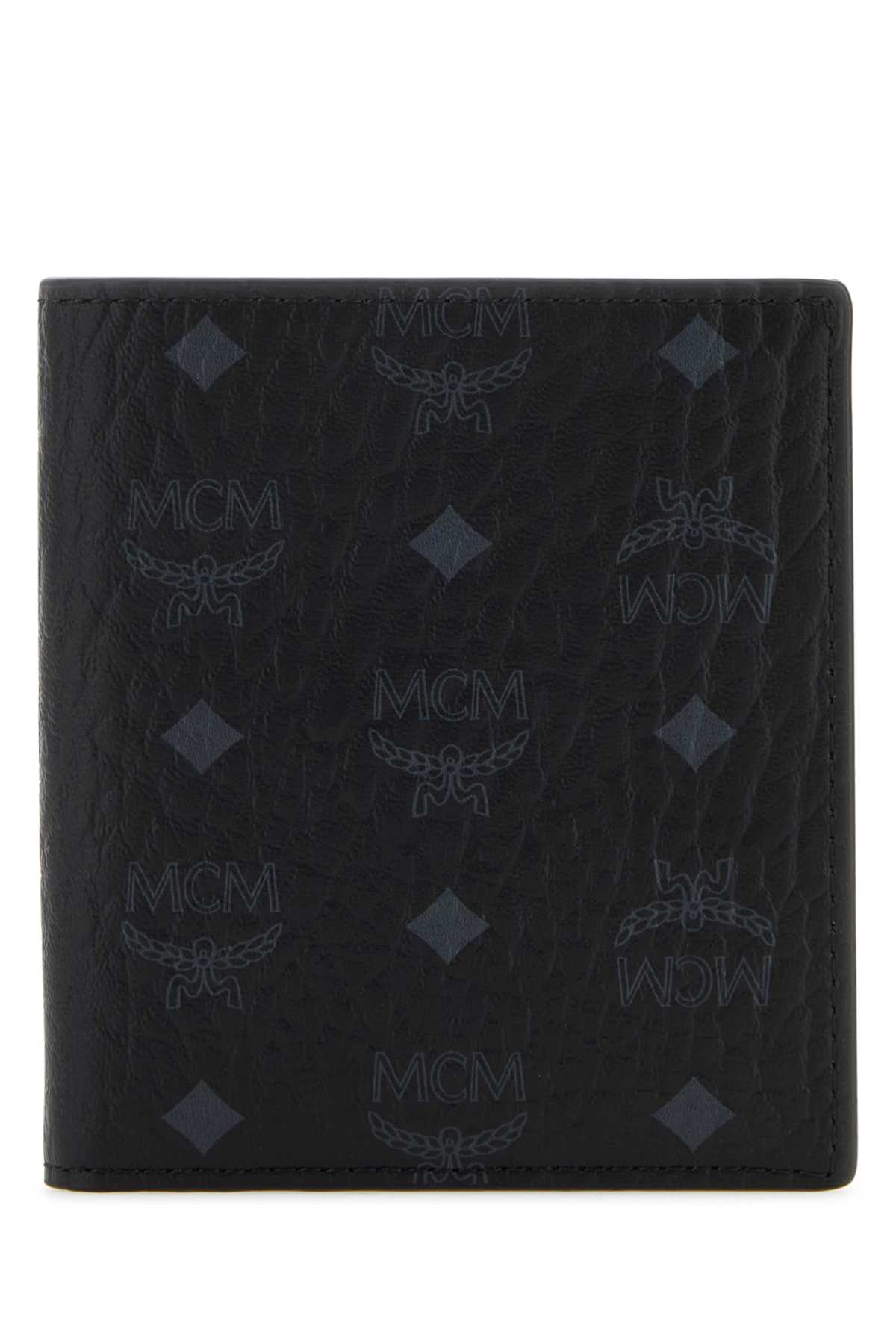 Shop Mcm Printed Canvas Wallet In Bk