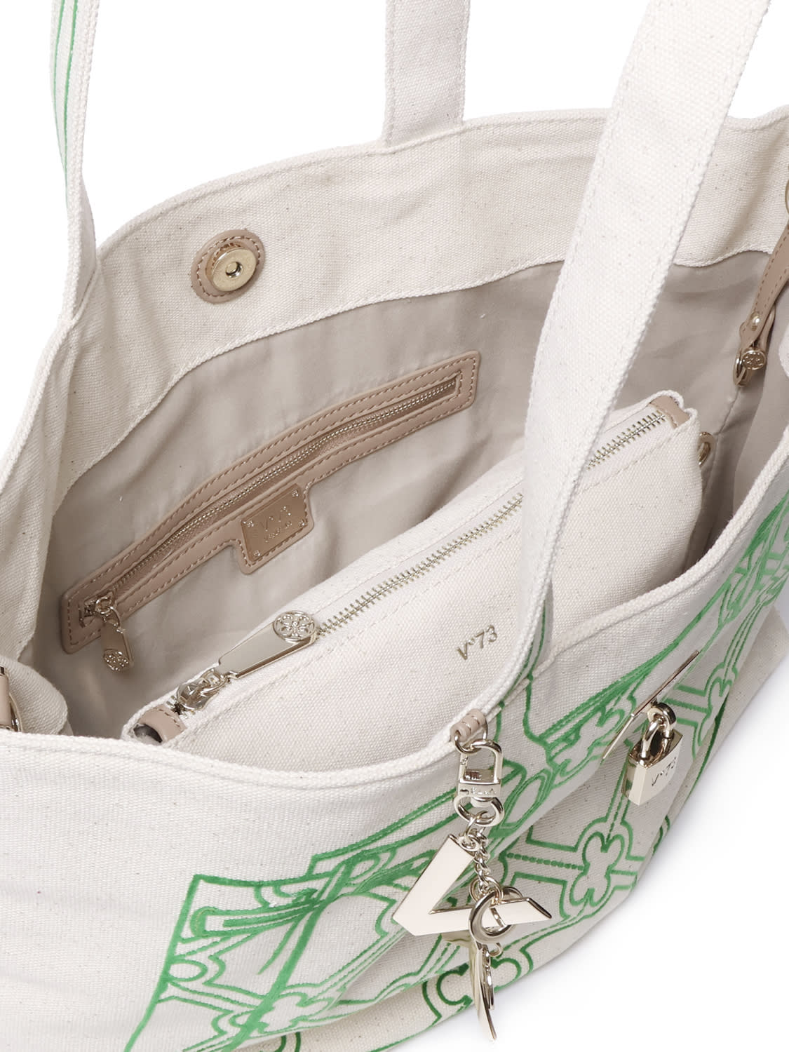 Shop V73 Must Canvas Shoulder Bag In Natural, Green