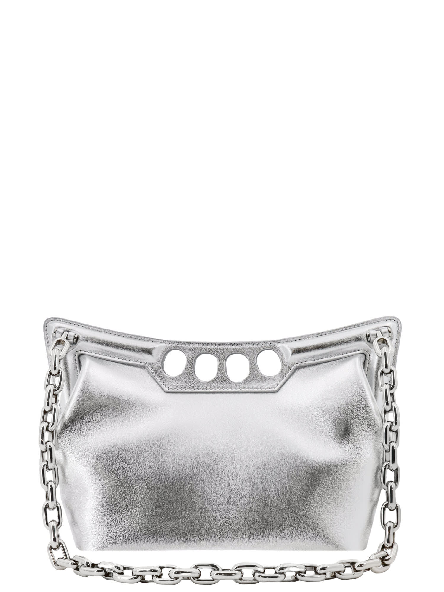 Shop Alexander Mcqueen The Peak Shoulder Bag In Silver