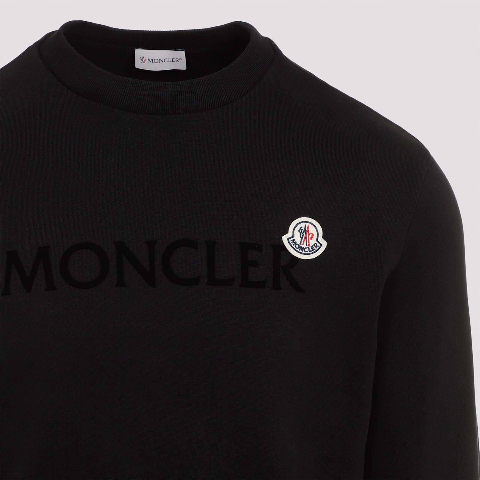 Moncler Crew Neck Cotton Sweatshirt In Black