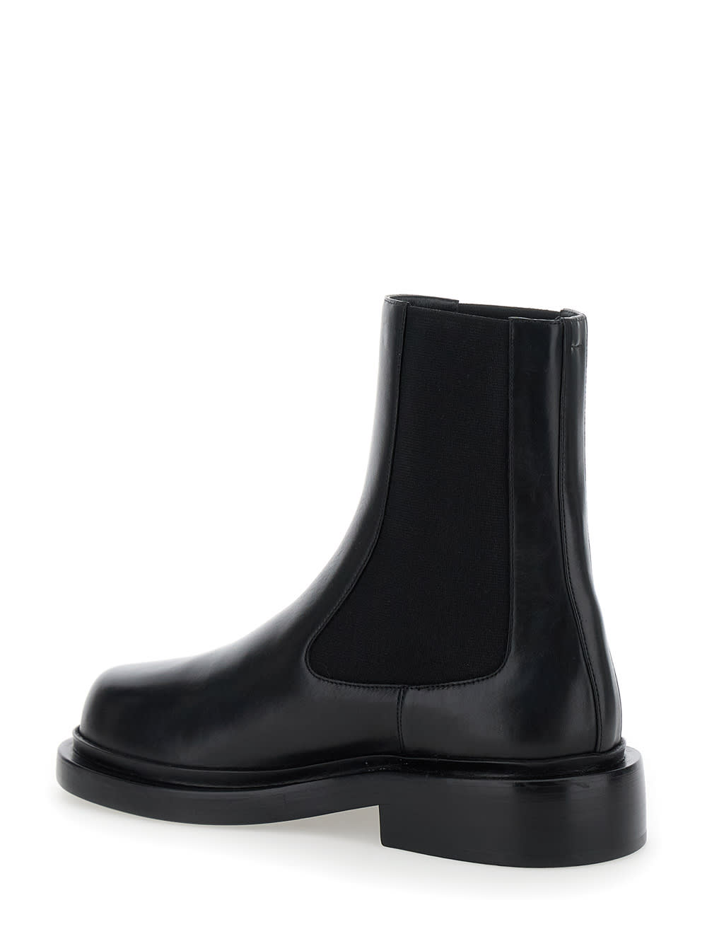 Shop Jil Sander Black Boots With Elastic Side Pannels In Leather Woman