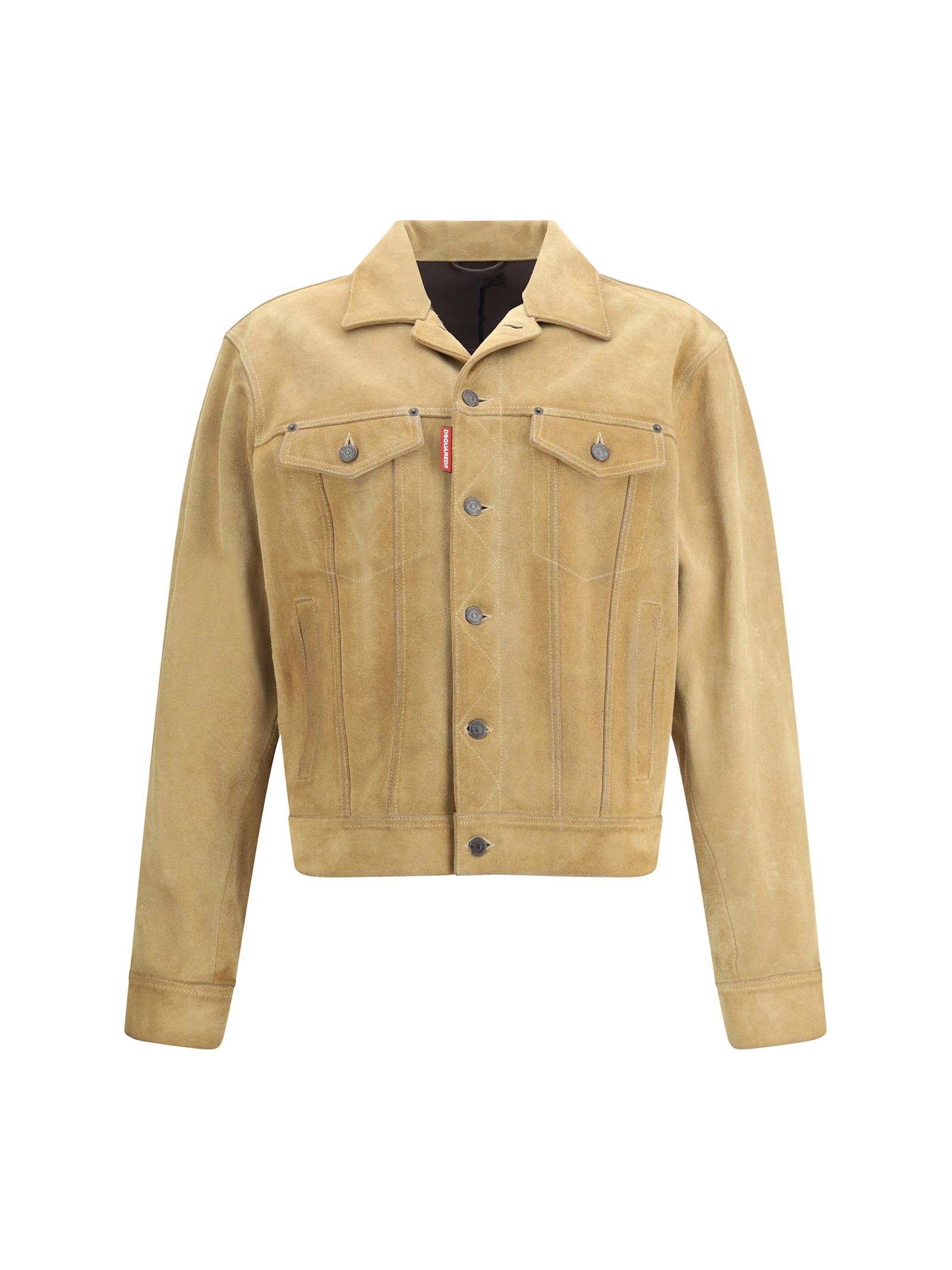 Dsquared2 Men Suede Jacket In Nude