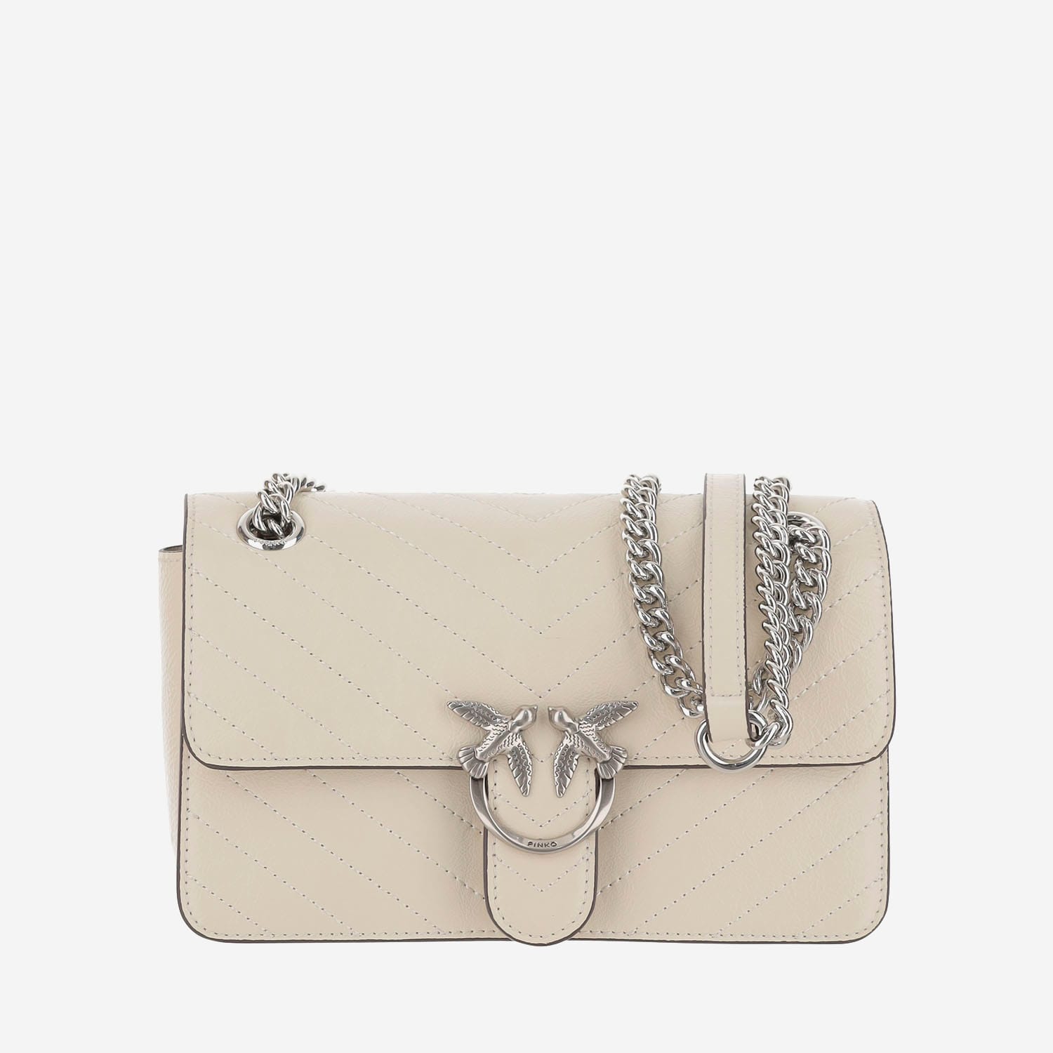 Pinko Classic Love Quilted Shoulder Bag In White