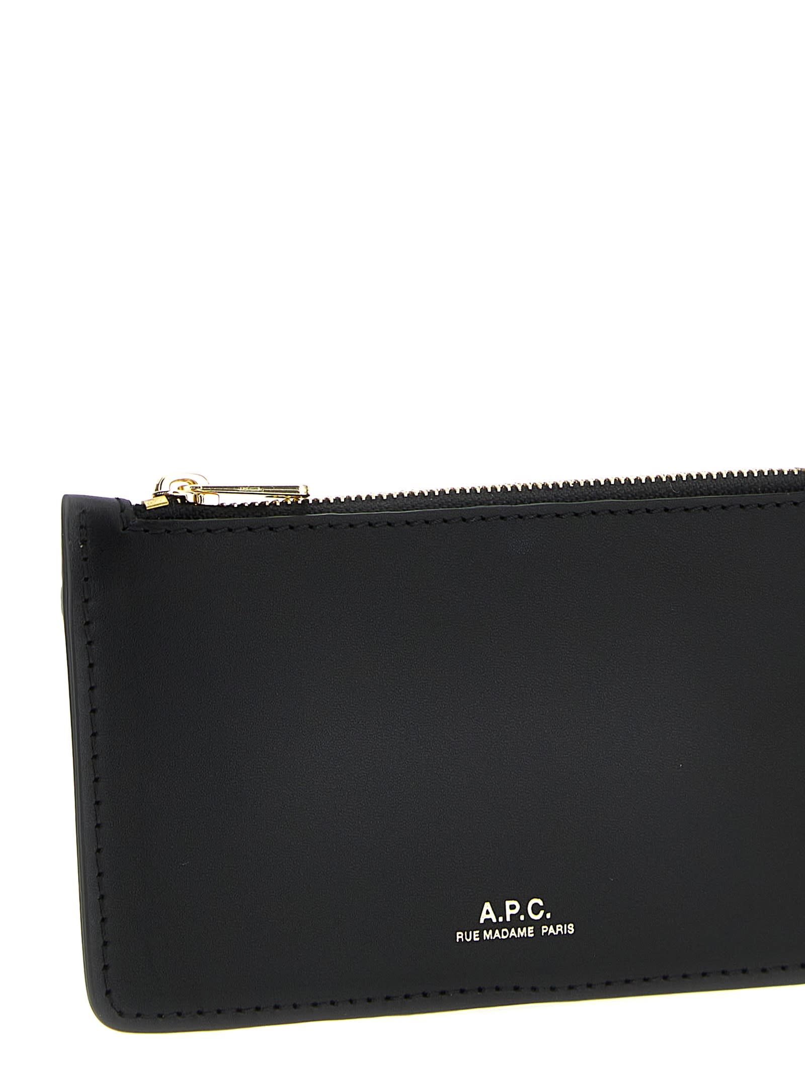 Apc A.p.c. Women Black Leather Willow Card Holder In Black