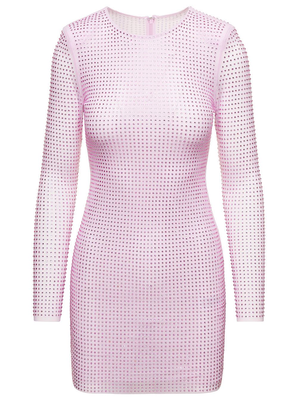 SELF-PORTRAIT FITTED MINIDRESS WITH ALL-OVER CRYSTAL EMBELLISHMENT IN LILAC TECHNICAL FABRIC WOMAN