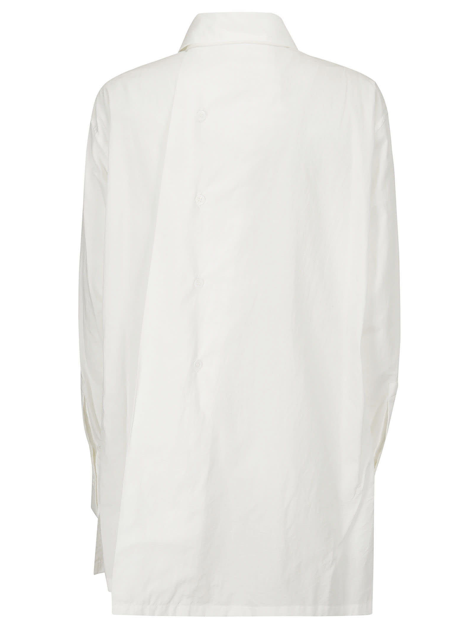 Shop Yohji Yamamoto R-asymmetric Flare Blouse In Off White