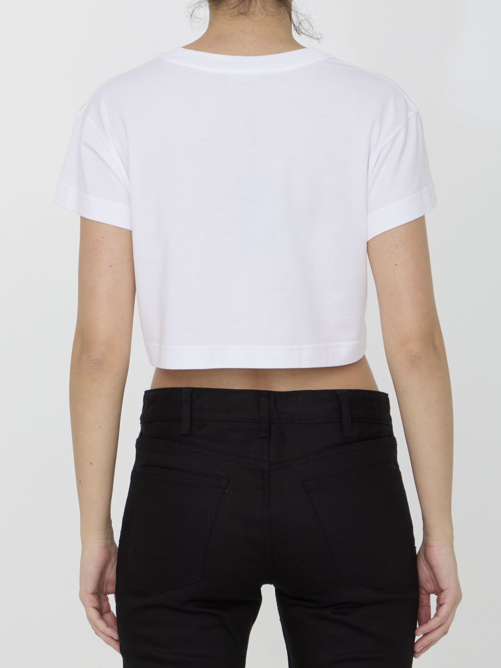 Shop Dolce & Gabbana Logo Cropped T-shirt In White