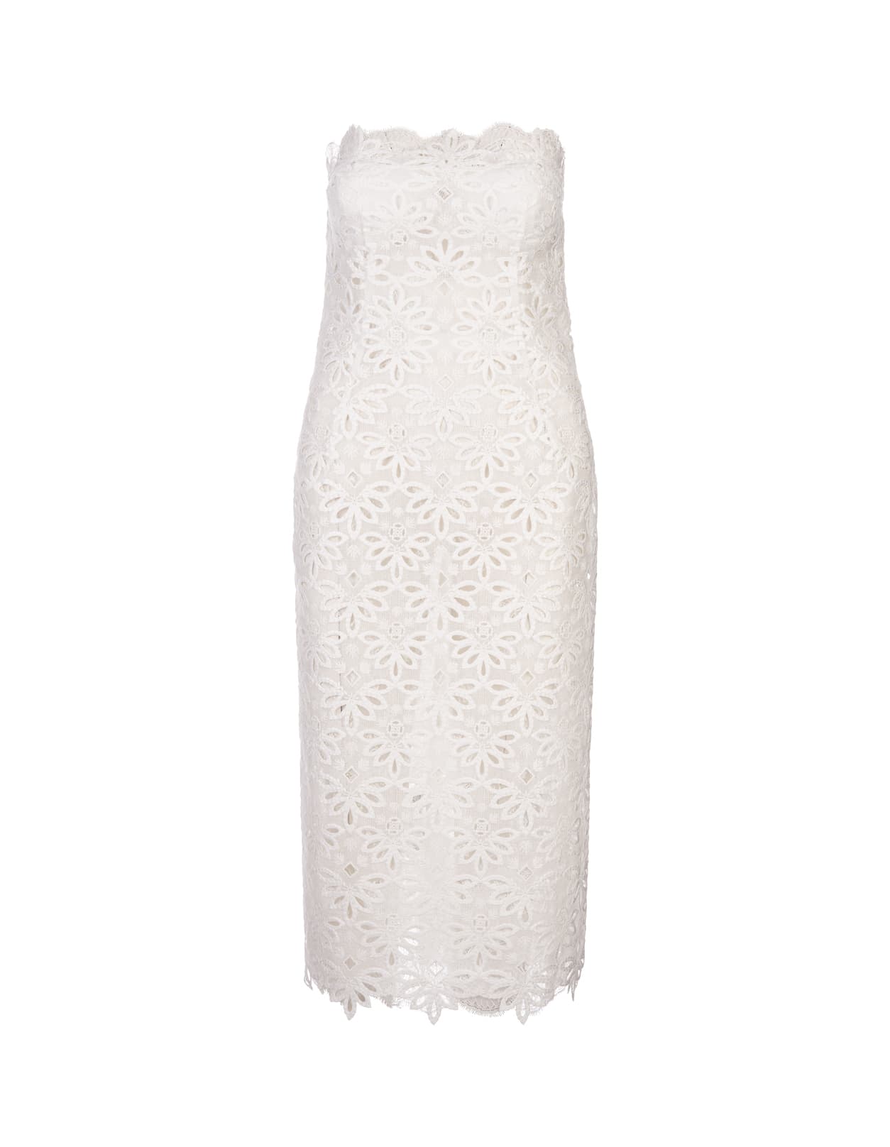 Shop Ermanno Scervino Sangallo Lace Bustier Dress In White