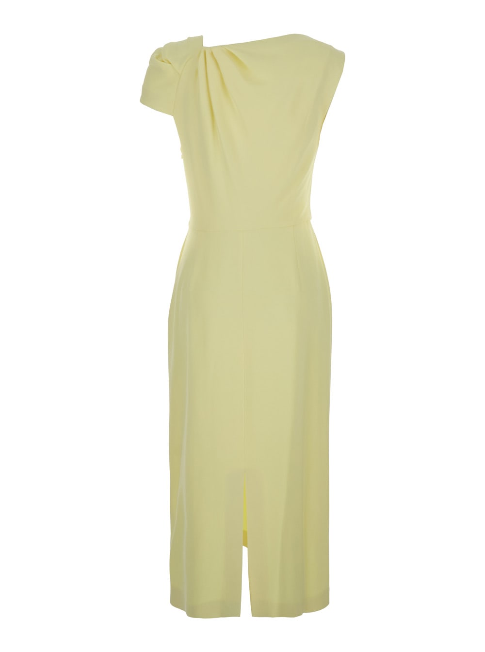Givenchy Yellow Midi Dress With Draped Detail And Rear Single Slit In Viscose Blend Stretch Woman In Neutral
