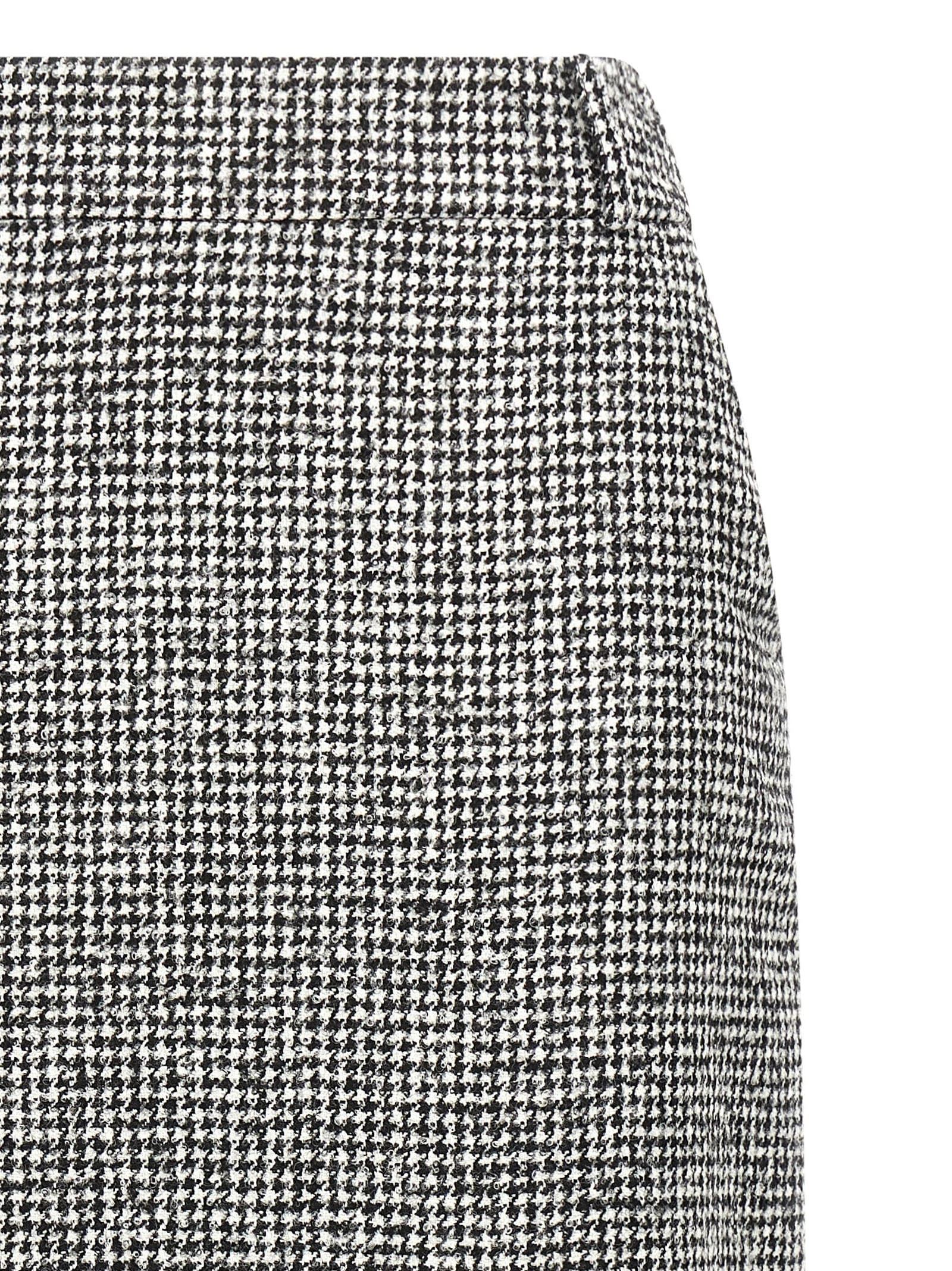 Ermanno Scervino Houndstooth Sheath Longuette Skirt With Back Split In Black