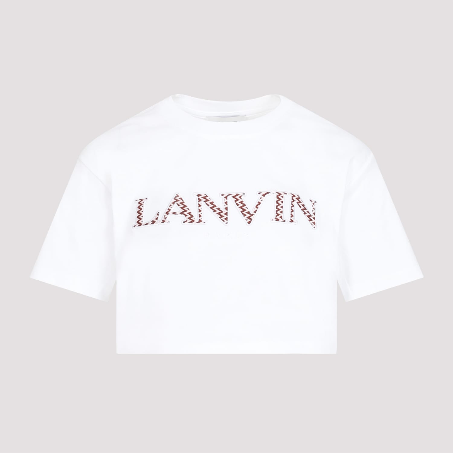 Shop Lanvin Curb Embroidered Cropped T-shirt In Optic White