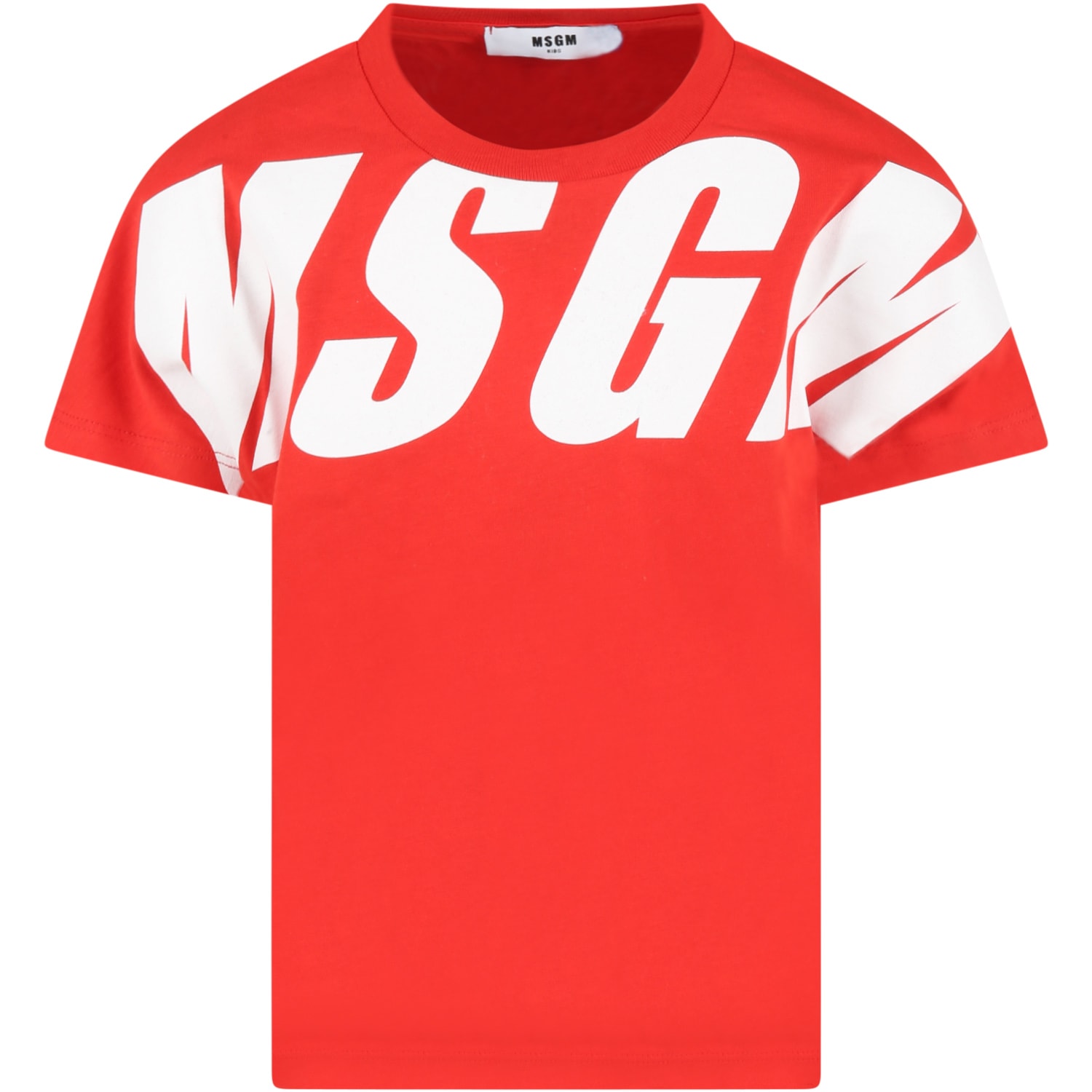 MSGM Red T-shirt For Boy With White Logo